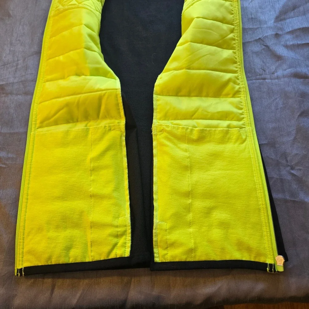 LRL Lauren Ralph‎ Lauren Neon Green Black Zip Up Quilted Vest Size XL READ